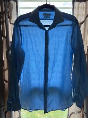 Calvin Klein Lightweight Blue Button-Up Shirt Jacket